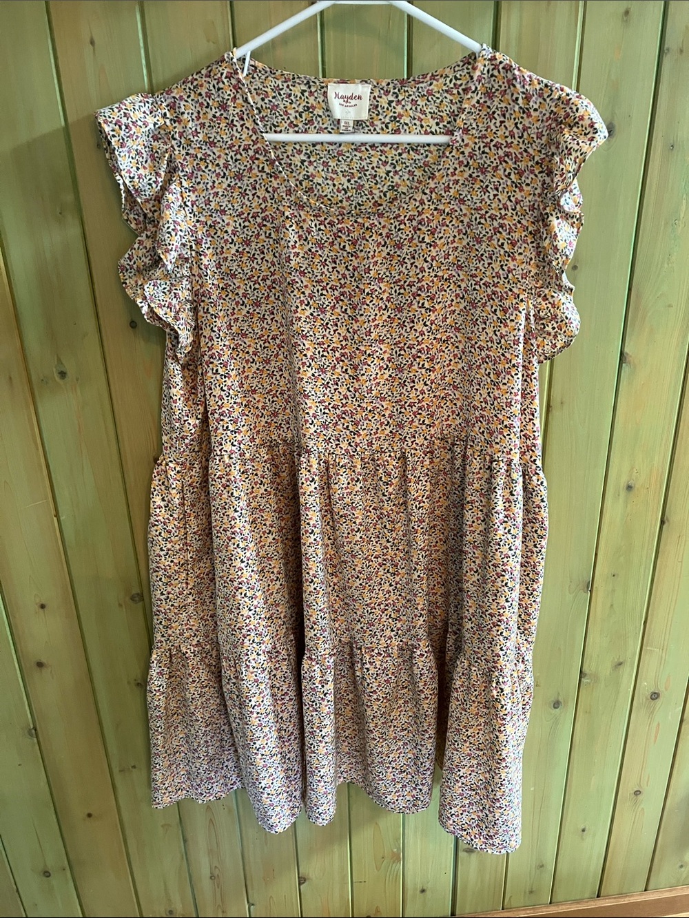 Hayden Los Angeles Boho Inspired Women’s 1XL ditsy floral print pullover dress